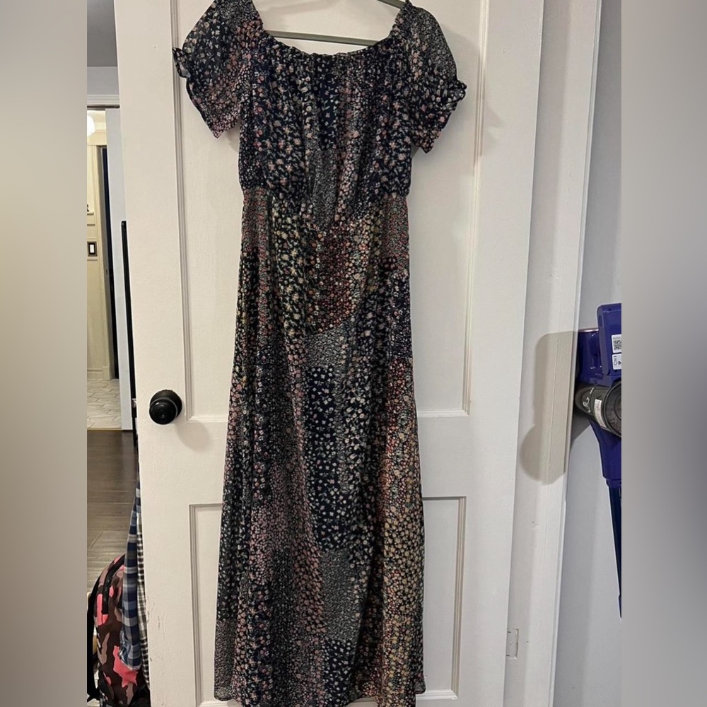 Lulus “Neva Navy Blue Floral Print Off-the-Shoulder Maxi Dress” - Picture 2 of 7